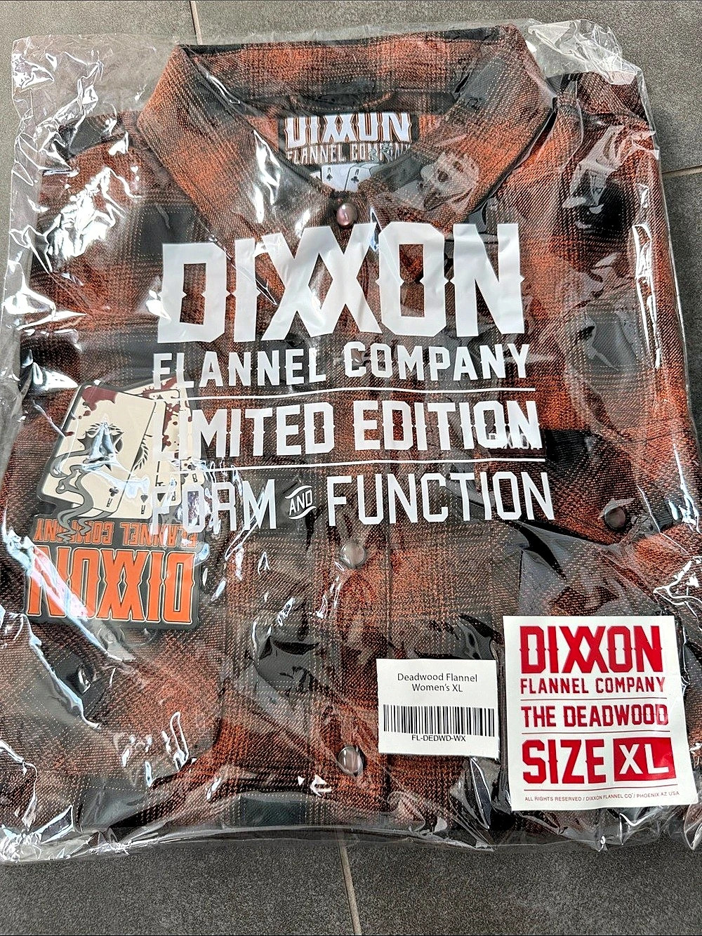 Dixxon The Deadwood Flannel  Shirt Black & Orange XL NWT